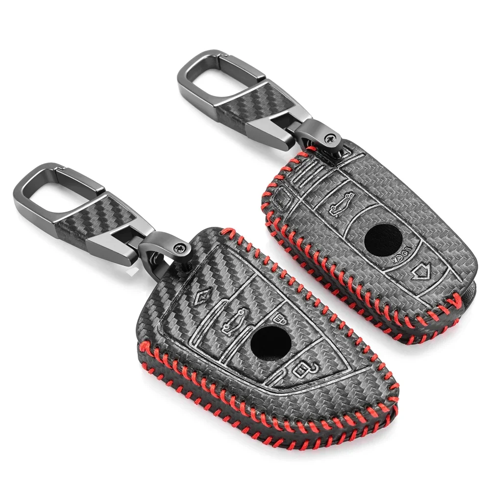 Кожаный чехол для ключа автомобиля из углеродного волокна BMW X1 X3 X5 X6 X7 F30 F34 F10 F20 G20