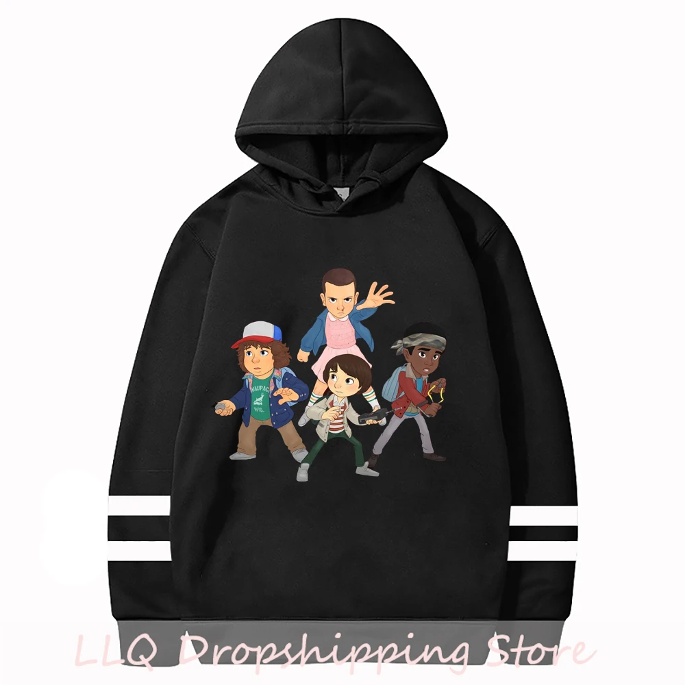 

Stranger Things Pullover Long Sleeve Hoodie Graphic Harajuku Streetwear Oversized Pullover Striped Cloth Y2k Fashion Sweatshirts