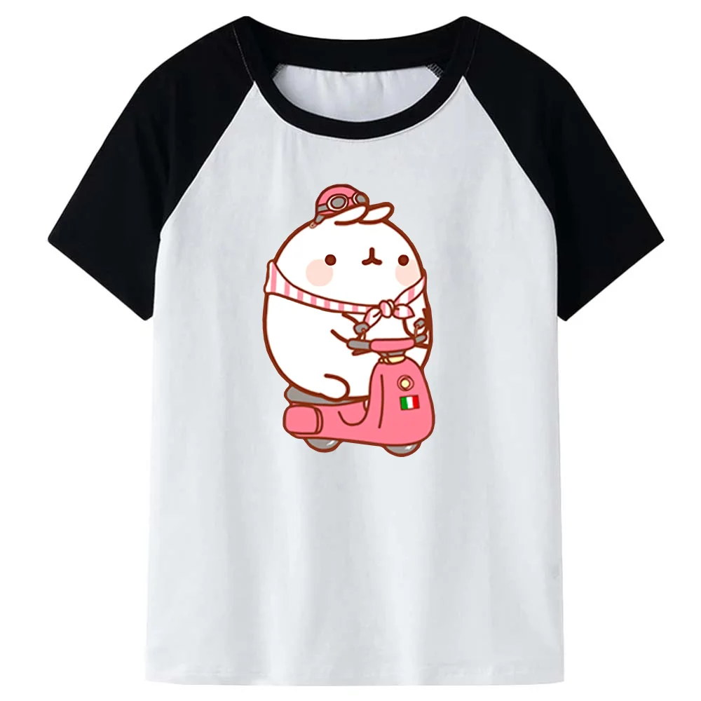 Molang and Piupiu Graphic T Shirts Kids Cute Rabbit Tops Girls Clothing Summer Baby Boys Clothes Children's T-Shirt 100% Cotoon