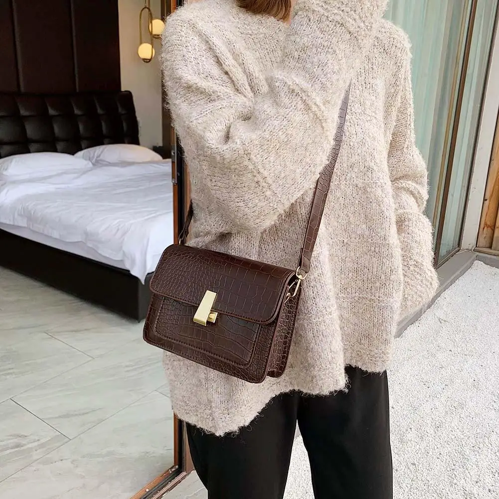 

Модная женская сумка из крокодиловой кожи, удобный мягкий Повседневный однотонный кошелек в стиле ретро, мессенджер на плечо, тоут