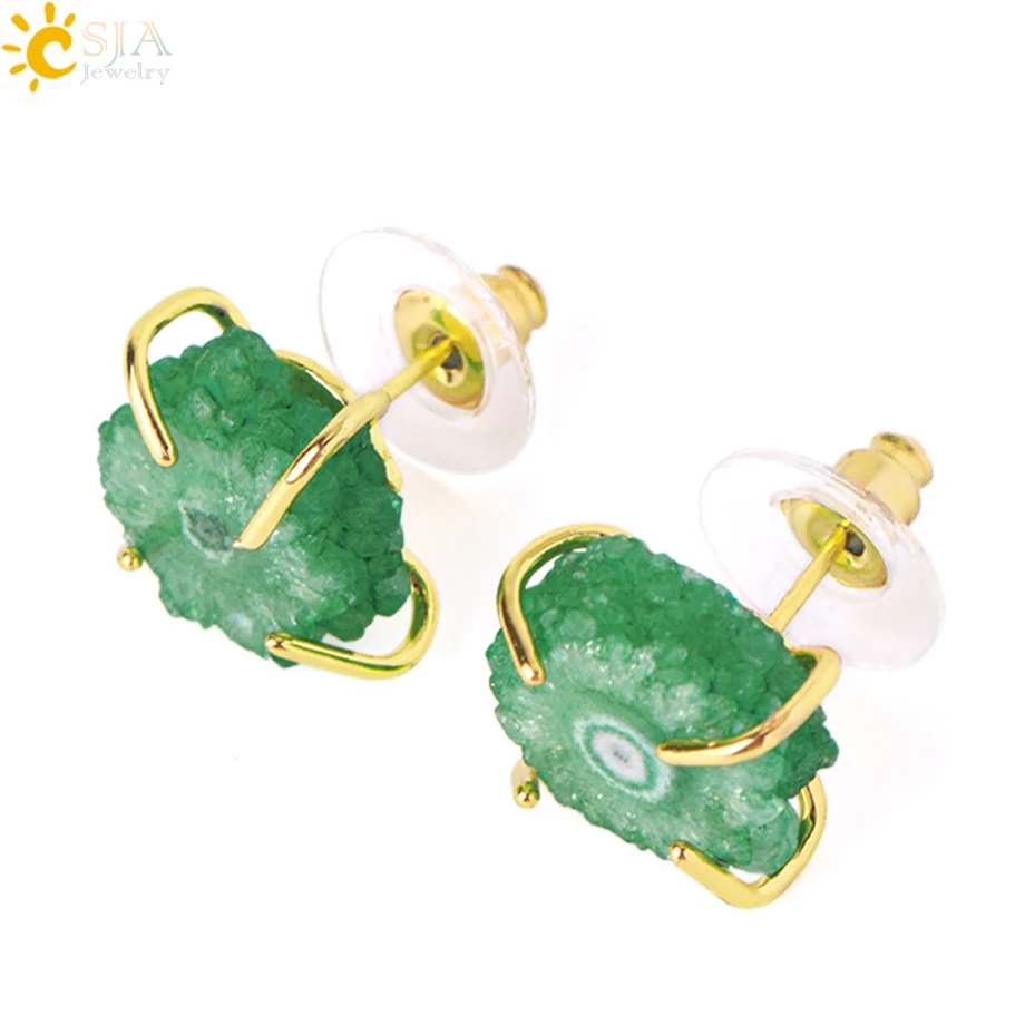 Женские серьги-гвоздики CSJA, милые серьги-гвоздики с кристаллами и натуральным камнем, 2022, летние трендовые новые ювелирные изделия G995