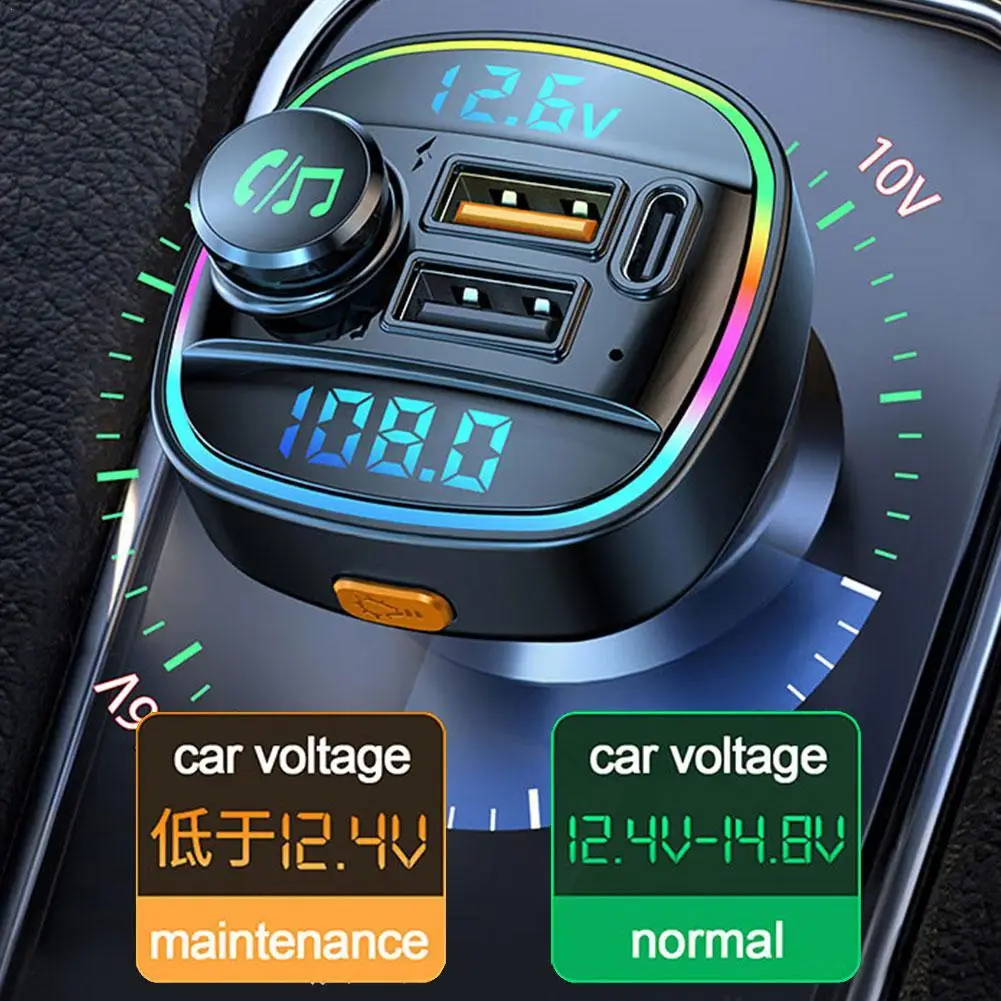 

Car MP3 Player BT 5.0 FM Transmitter Handsfree Car Radio Modulator Dual USB 22.5W Super Fast Charging Adapter