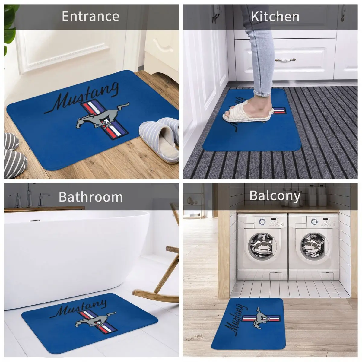 

Door Mat Ford Mustang Decor 3D Rug Carpet Bathmat Anti-slip Entrance Living Room Home Kitchen Sand Scraping Dust Bathroom Toilet