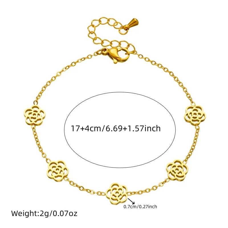Женский браслет MEYRROYU из нержавеющей стали 316L в виде цветка камелии с отверстиями