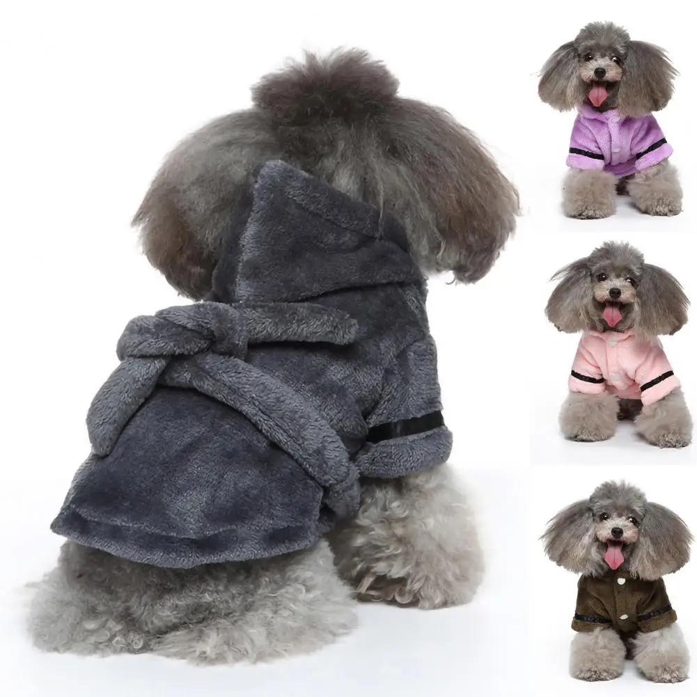 

Cozy Pet Drying Coat Solid Color Adjustable Drying Coat Pet Bath Towel Dog Robe Puppy Bathrobe