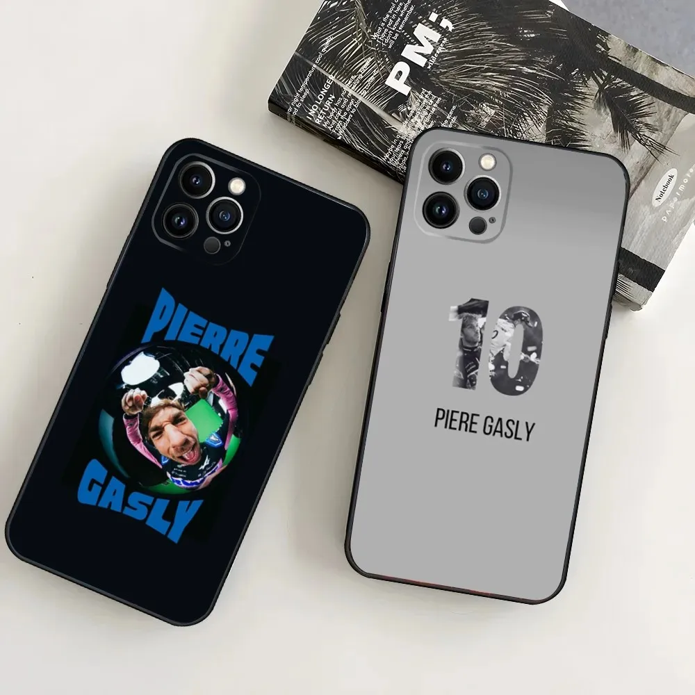F1 10 P-Pirre G-Gasly Phone Case For iPhone16 15 14 13 12 Mini 11 Pro XR X XS MAX 7 8 Plus Silicone Cover Soft Black