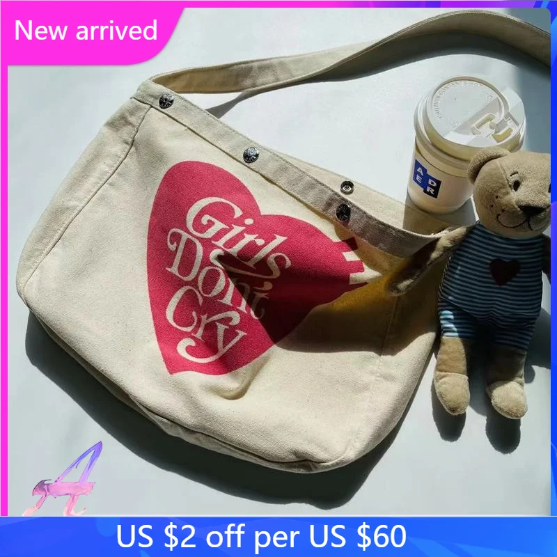 

HUMAN MADE Messenger Bags Girls Don't Cry Japanese Couple Canvas Tote Casual Bag