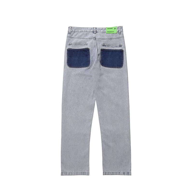 Hip Hop High Street Butterfly and Snake Embroidery Straight Jeans Pants Men's Ankle Pockets Loose Denim Trousers  men clothing