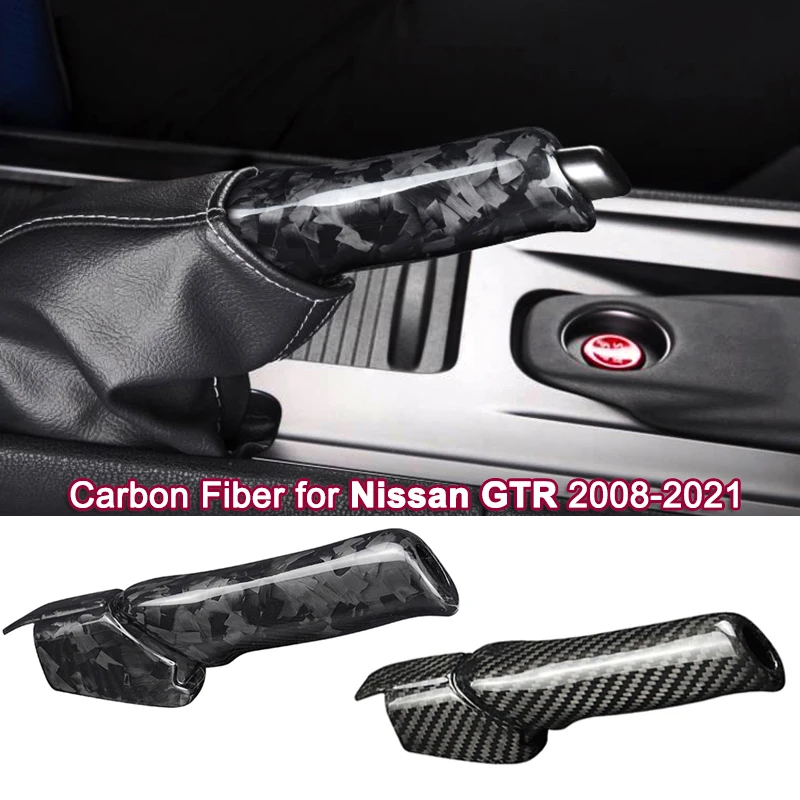 Real Carbon Fiber for Nissan GTR 2008-2021 Accessories Interior Trim Car Replace Handbrake Grips Cover for Nissan GTR Sticker