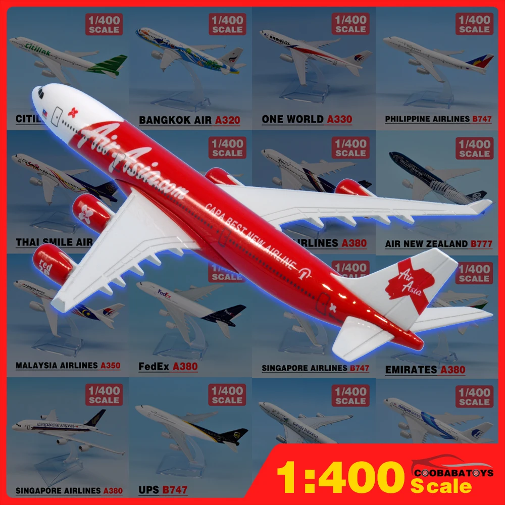 

Scale 1:400 AirAsia Airbus A340 A320Metal Diecast Airplane Plane Model 16cm Aircraft Toys For Children Kids Boeing 747 777