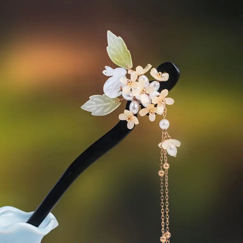

Vintage Chinese Wooden Hair Stick Hanfu Hair Accessories for Women Flower Hairpin
