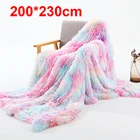 Пушистое зимнее теплое одеяло из пушистого меха 220*230 см, офисное клетчатое покрывало для дивана, постельное белье, простыня для студенческого дома