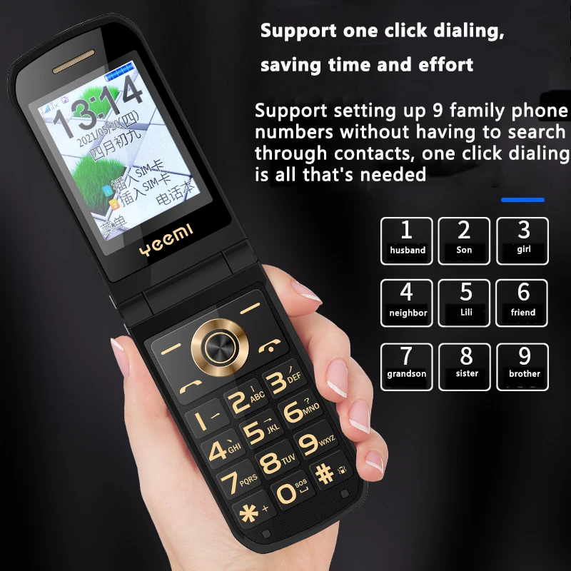 YEEMI G9000+ Флип-мобильный телефон 4G 2 6 дюйма Большая клавиатура Телефоны с двумя