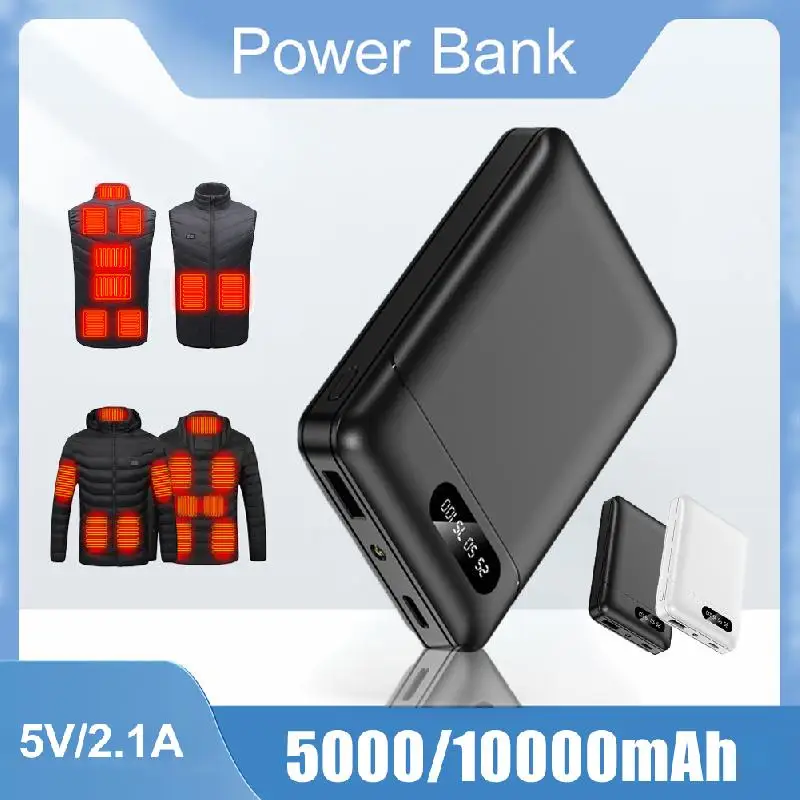 5000 мАч/10000 мАч Power Bank 5 В/2 1 А USB-выход Мини-внешний аккумулятор со светодиодной