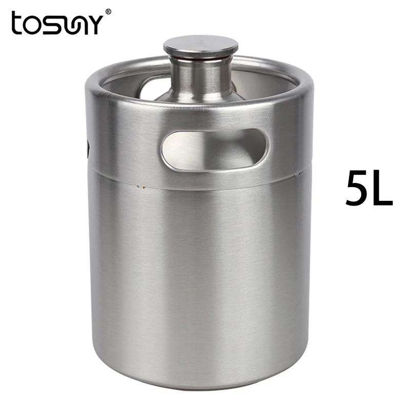 

Stainless Steel 5L Mini Keg Beer Growler Beer Brewing Portable Mini Bottle Homebrew Growler Beer Making Bar Tool for Picnic