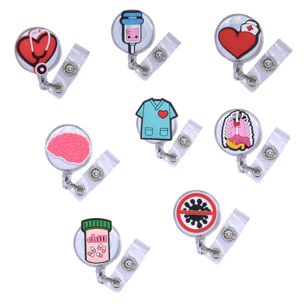 

1PCS Retractable Badge Reel Medical Worker Work Card Clip Doctor Nurse ID Name Card Badge Holder Credential Holder