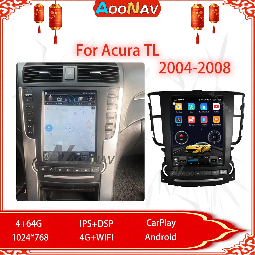 Radio con GPS para coche, reproductor Multimedia con Android, navegador, estéreo, para Acura TL 2004-2008