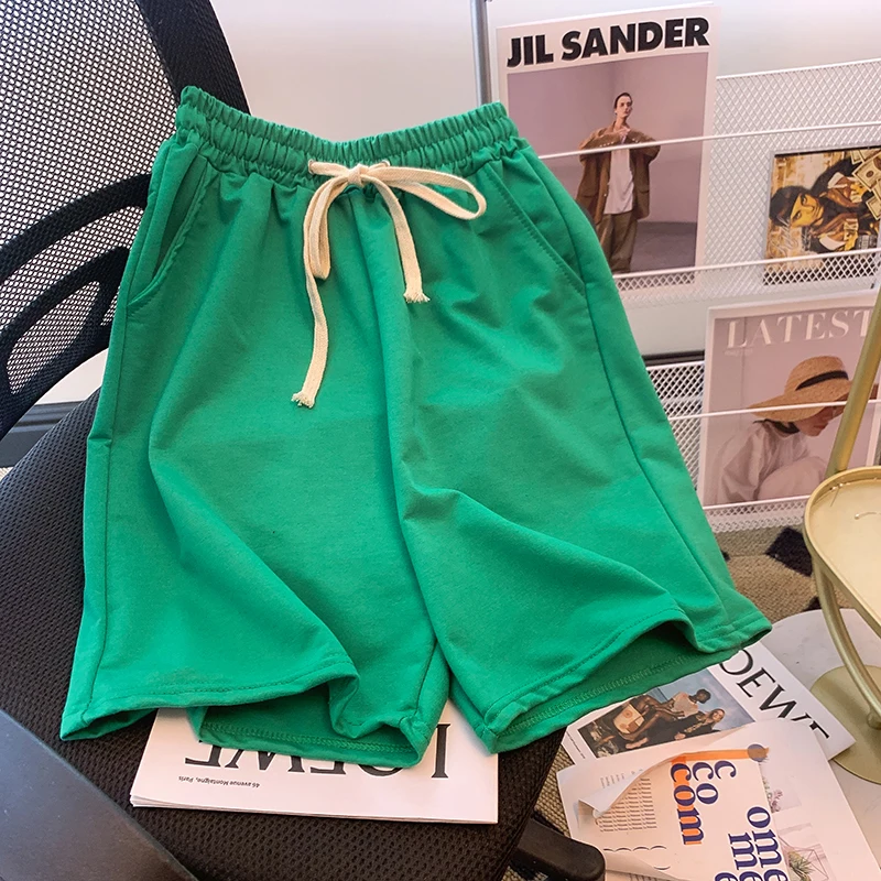 Cotton and hemp sports shorts women's new summer loose solid color casual wide leg pants versatile elastic high waist pants