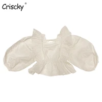criscky girls style lapel blouse with ruffles sleeve shirt long sleeve spring cotton lace children girl tops blouse kids clothes