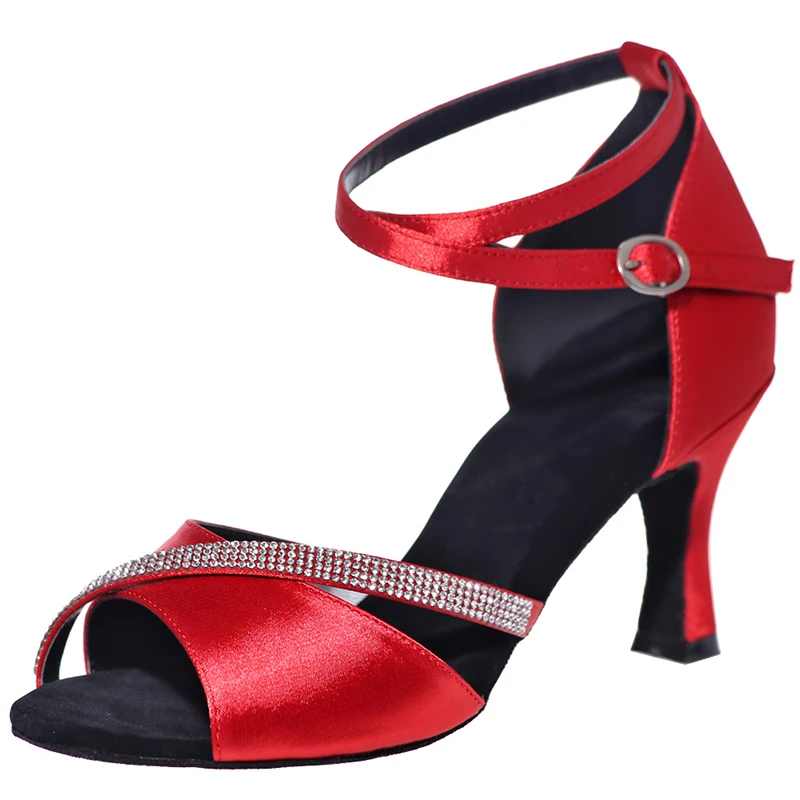 Dancing Shoes Red Black White 7.5cm Girls Women Zapatos De Baile Latino Latin Salsa Ballroom Dance Shoes For Women 2022