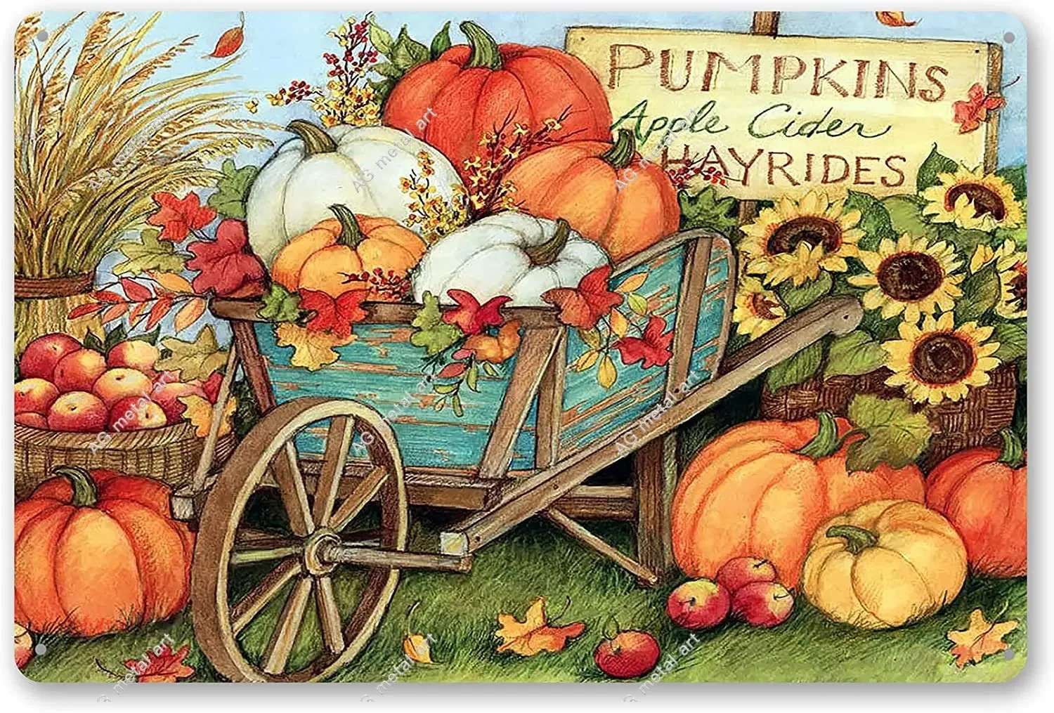 

Vintage Pumpkin Tin Signs Harvest Farmhouse Home Wall Decor Metal Signs poster