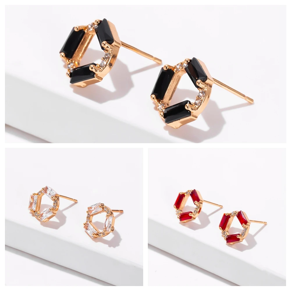 

Женские серьги-гвоздики с фианитами, 3 цвета