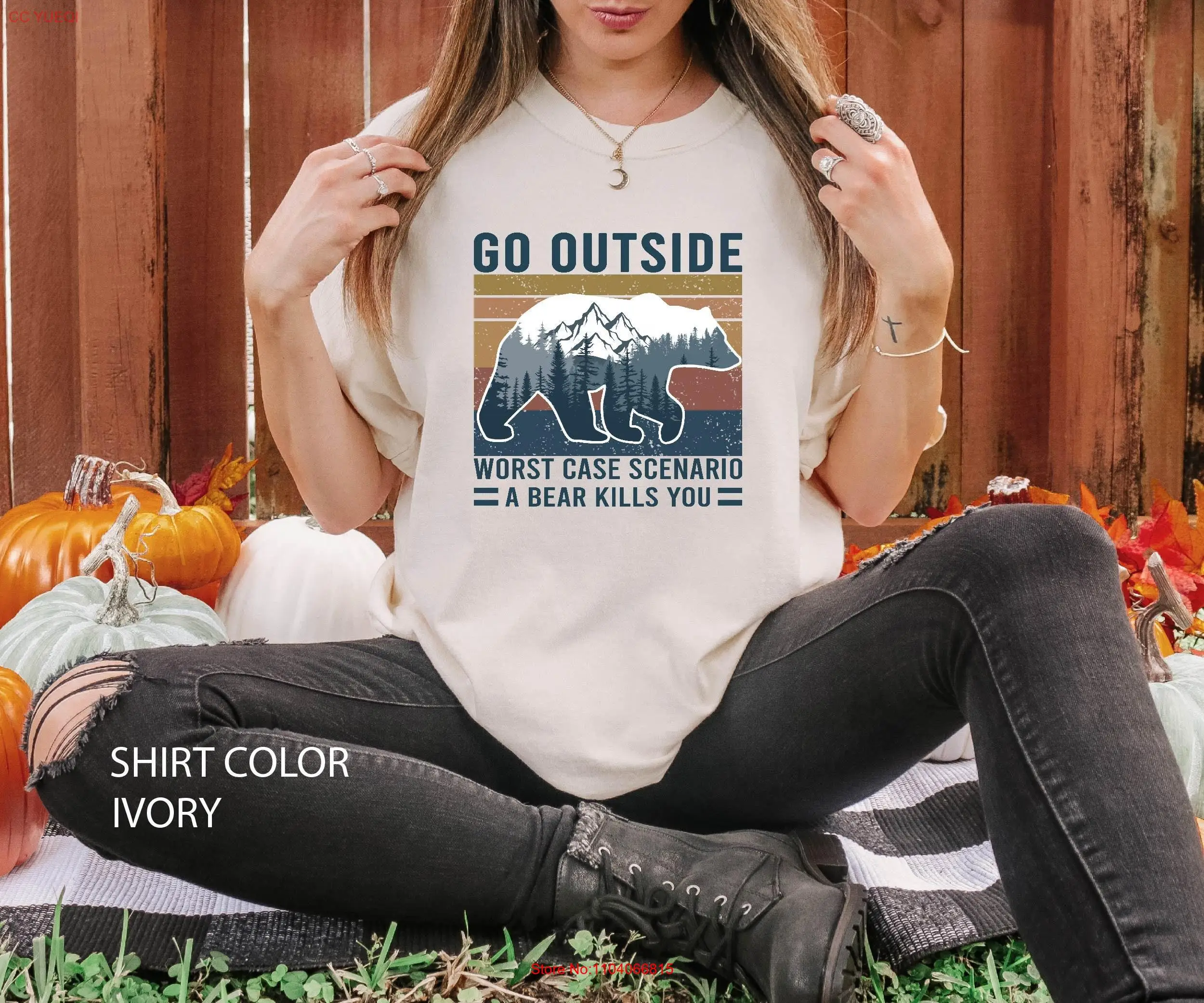 Go Outside Worst Case Scenario A Bear Kills you Comfort Colors Модная летняя футболка для женщин Кемпинг