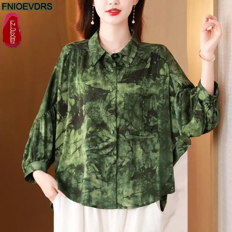 Блузка женская свободного покроя в европейском стиле на пуговицах