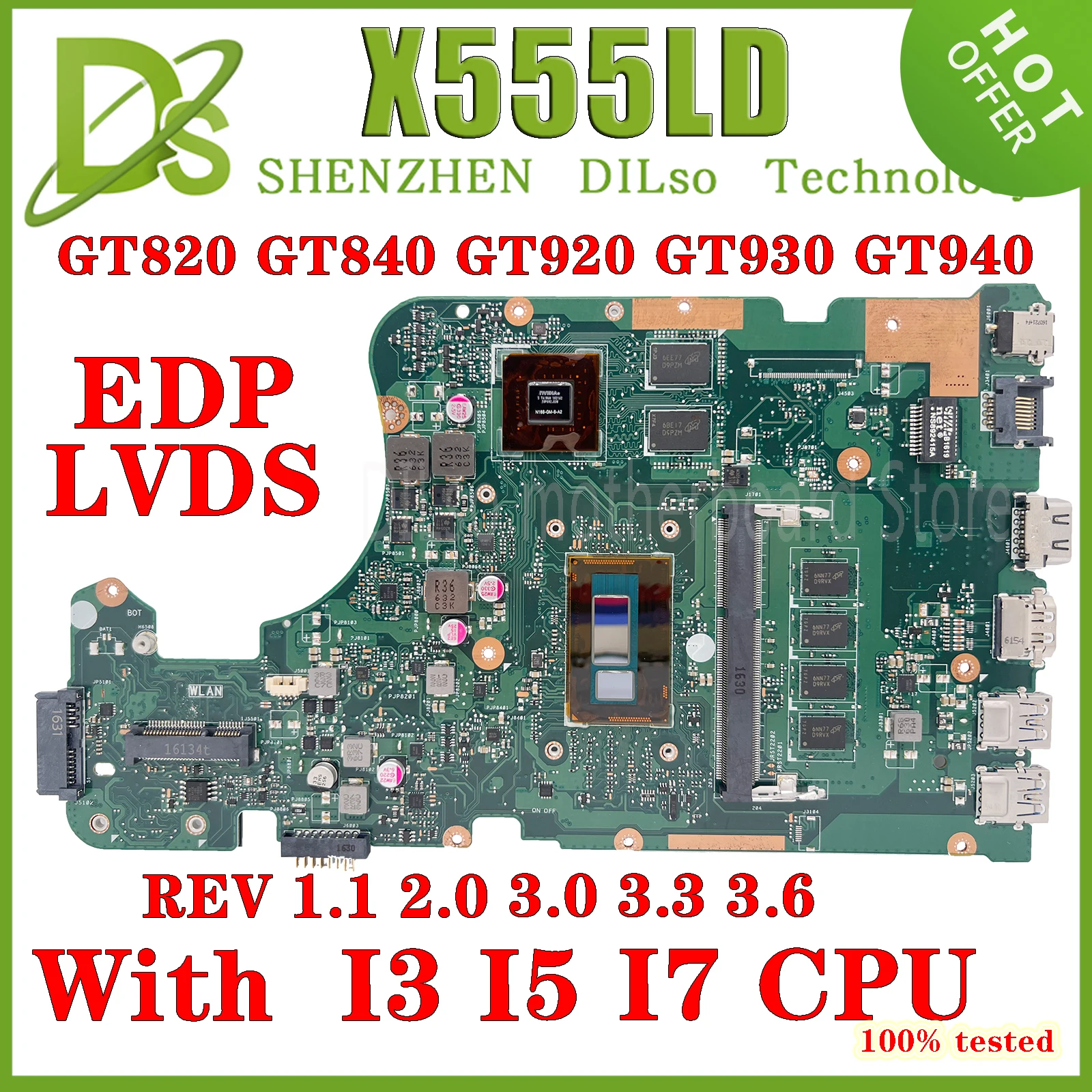 Kefu X555ld Motherboard para Asus X555ln X555ld X555lb X555lj X555lf X555l Notebook Mainboard com I54200u 4gb Ram 100% de Trabalho