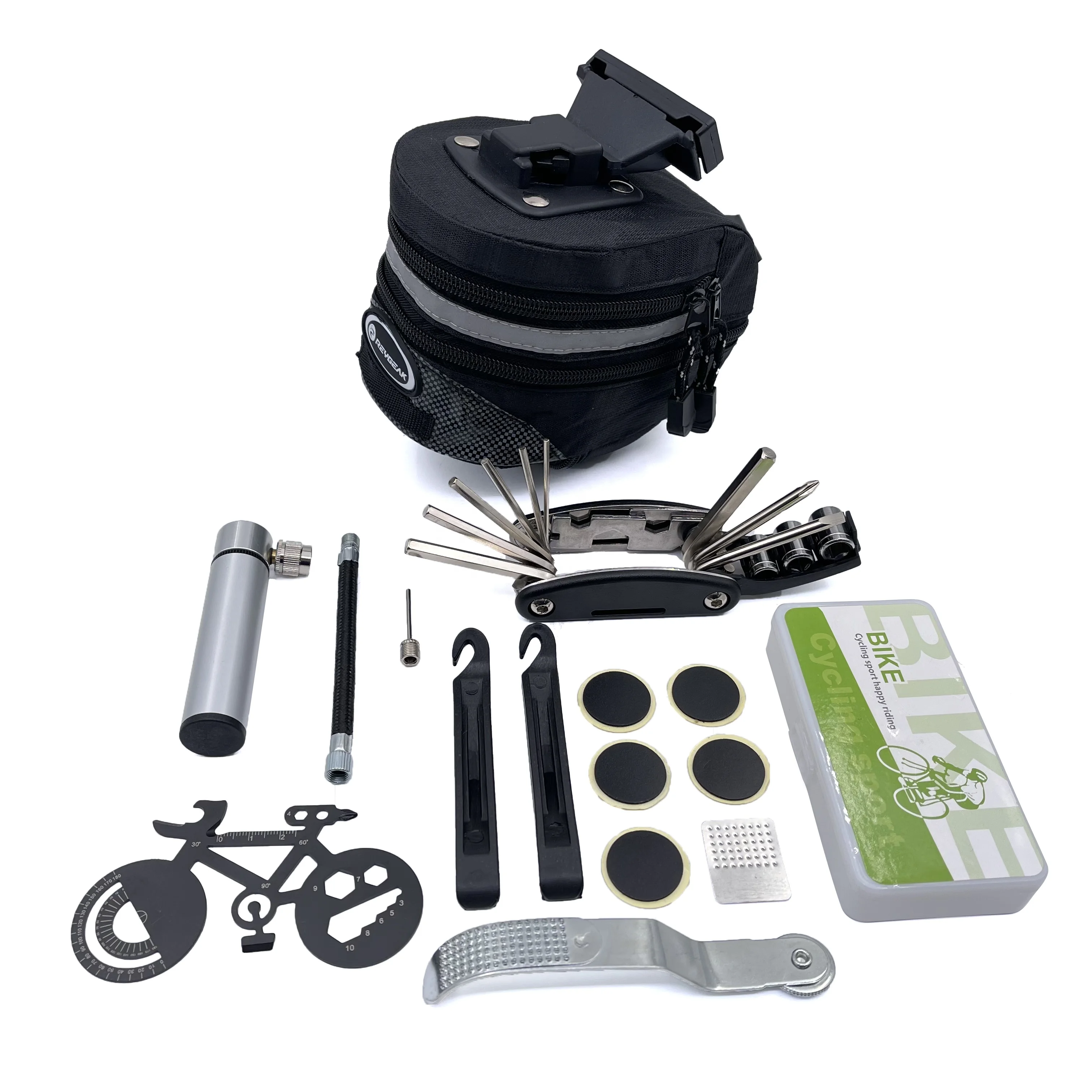 

REYGEAK Bike Repair Tool Kit Saddle Bag Set Bicycle 16 in 1 Multitool Hex Key Wrench Cycling Maintain Accessories