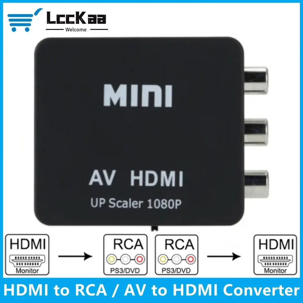 Фото LccKaa 1080P AV-HDMI конвертер HDMI-совместимый с AV RCA CVSB L/R композитный видео AV-конвертер адаптер для телевизора VHS VCR DVD №1