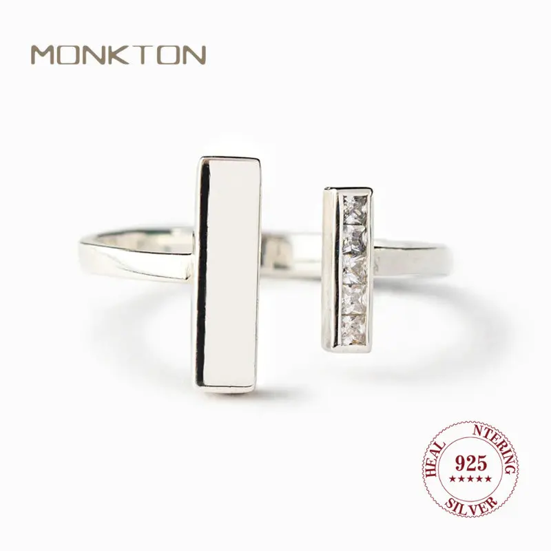 

Monkton настоящее серебро 925 пробы двойное T открытое кольцо с бриллиантами для женщин роскошный дизайн Ins модное классическое обручальное кольцо
