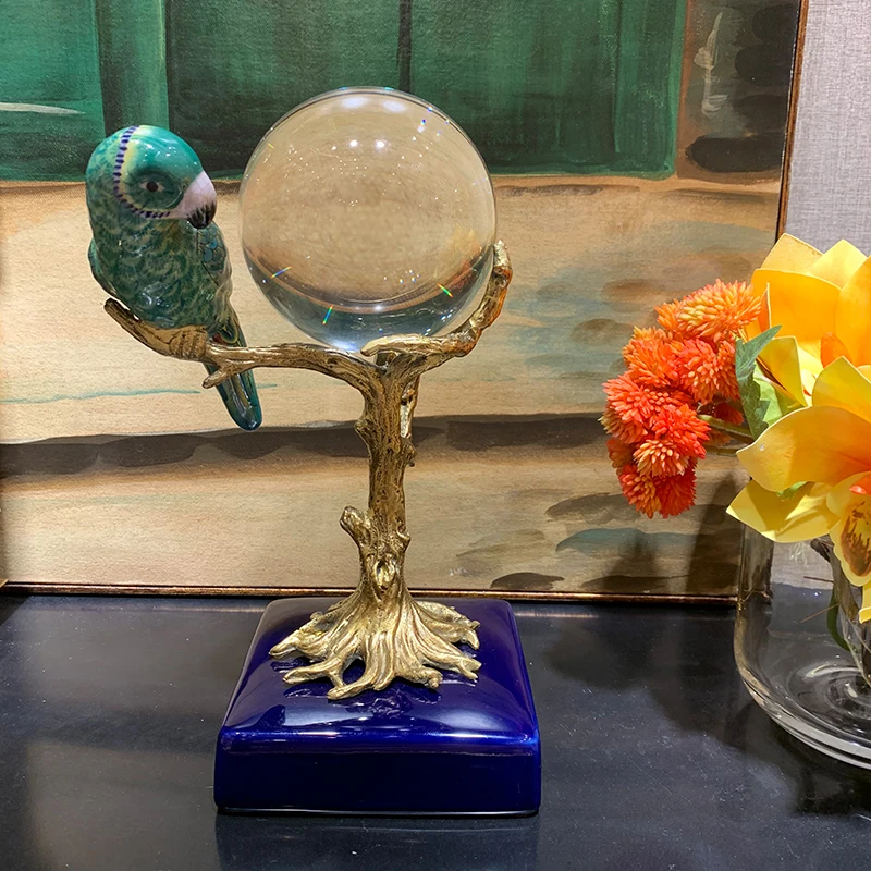 

Porcelain with copper crystal ball, porch, living room, blue glaze, trophy ornaments