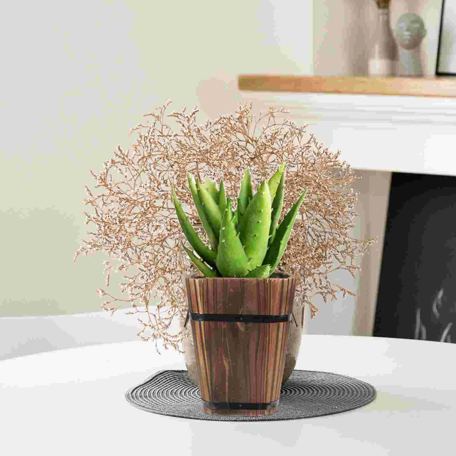 

Carbonized Solid Wood Flowerpot Wooden Decorative Bucket Retro Style Barrel Anti- Container