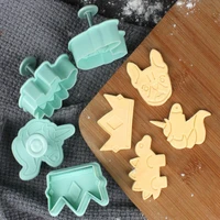 4pcs dinosaur dog horse animal plunger set wedding crown fondant cake spring cookie cutter mold kitchen baking accessories tools
