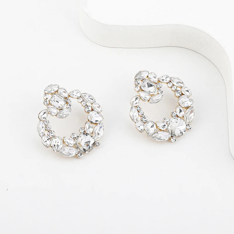 Серьги-гвоздики с кристаллами в виде листьев y2k