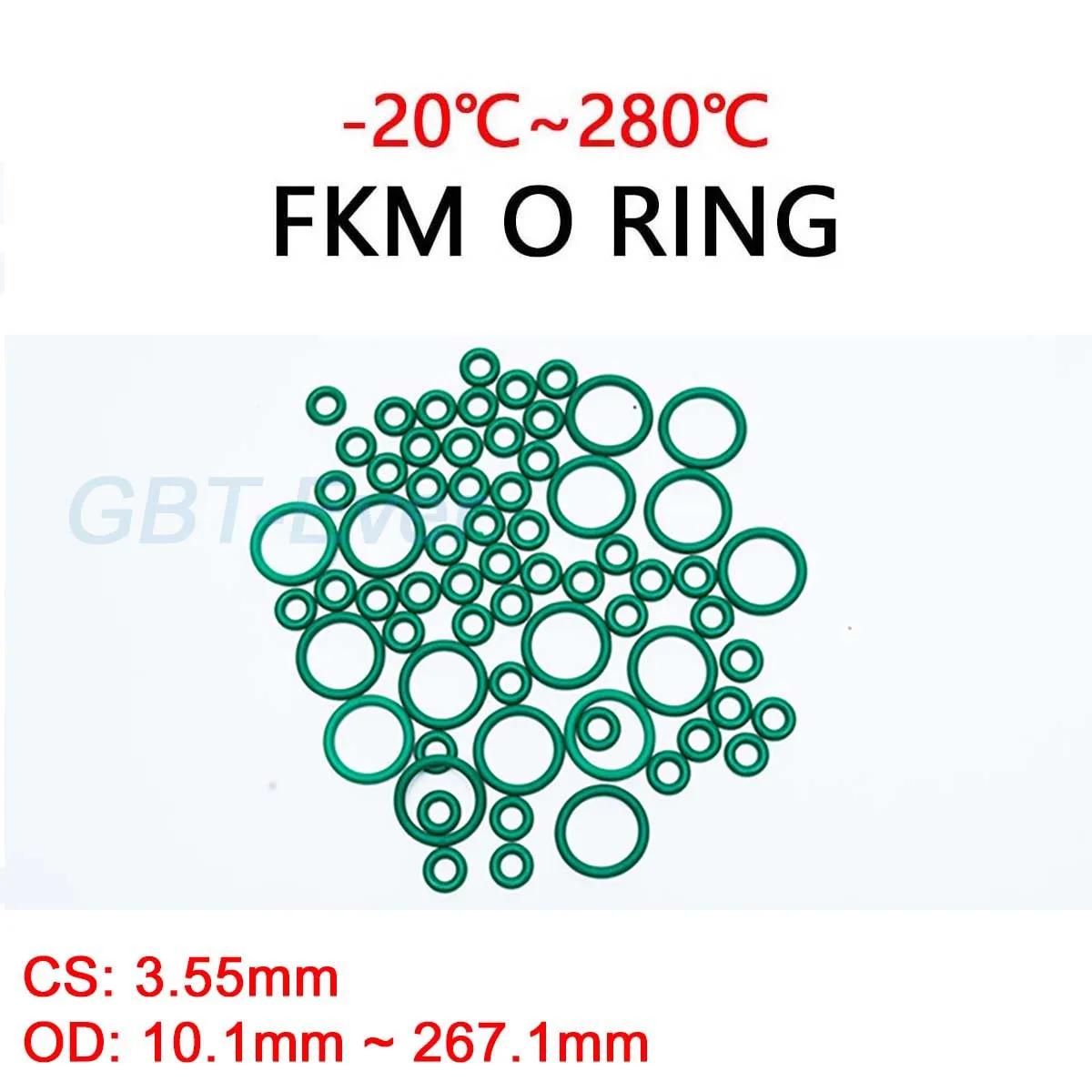 

Зелёные уплотнительные кольца FKM 10.1-267.1 мм