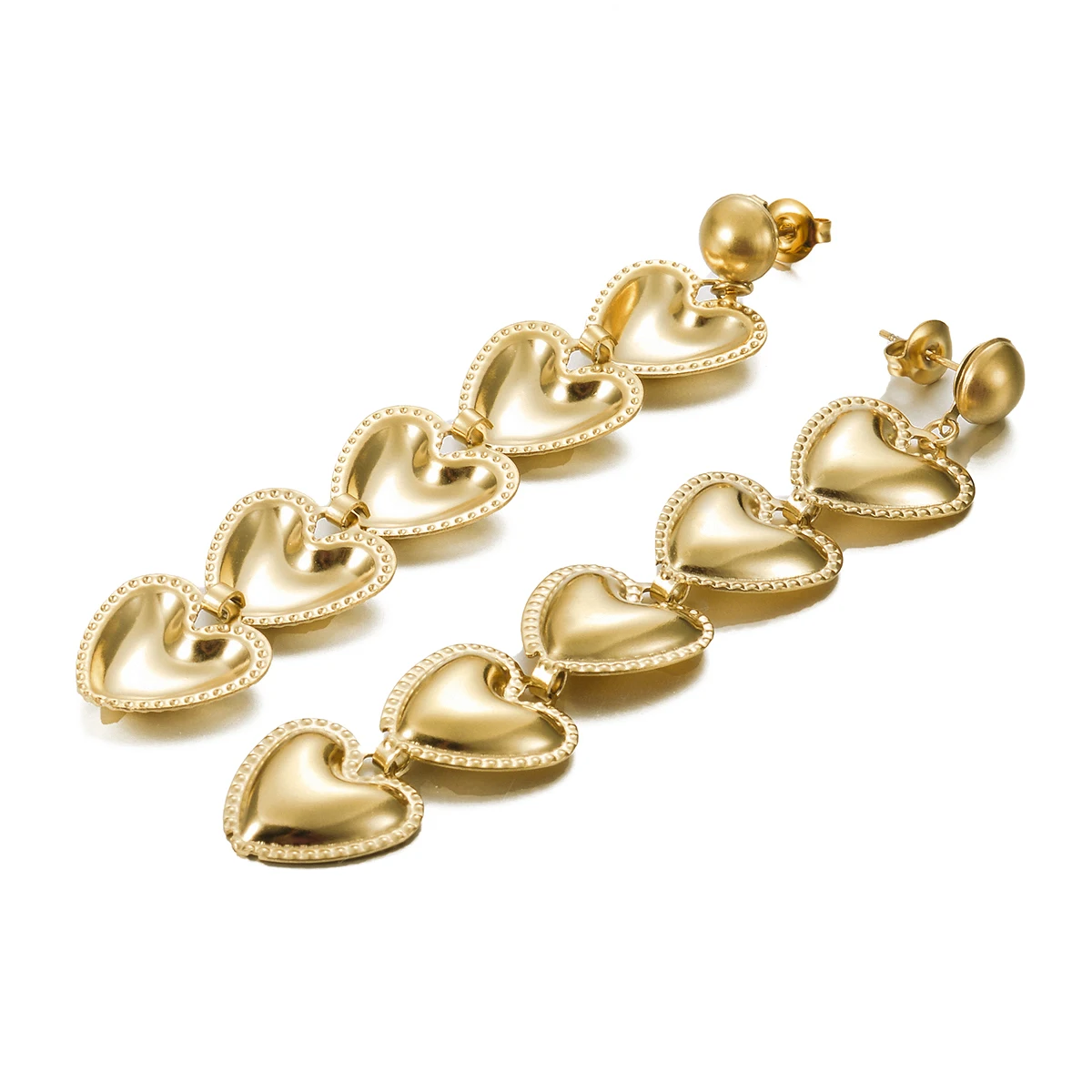 

Gold Color Heart Love Long Pendant Earrings Drop Dangle Stainless Steel Trendy Daily Jewelry for Women Gift
