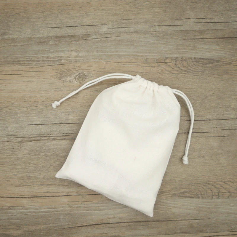 Linen Pouch Cotton Drawstring Bag Jewelry Packaging Makeup Wedding Party Storage Gift Bags Wrapping Supplies Print Logo 50pcs