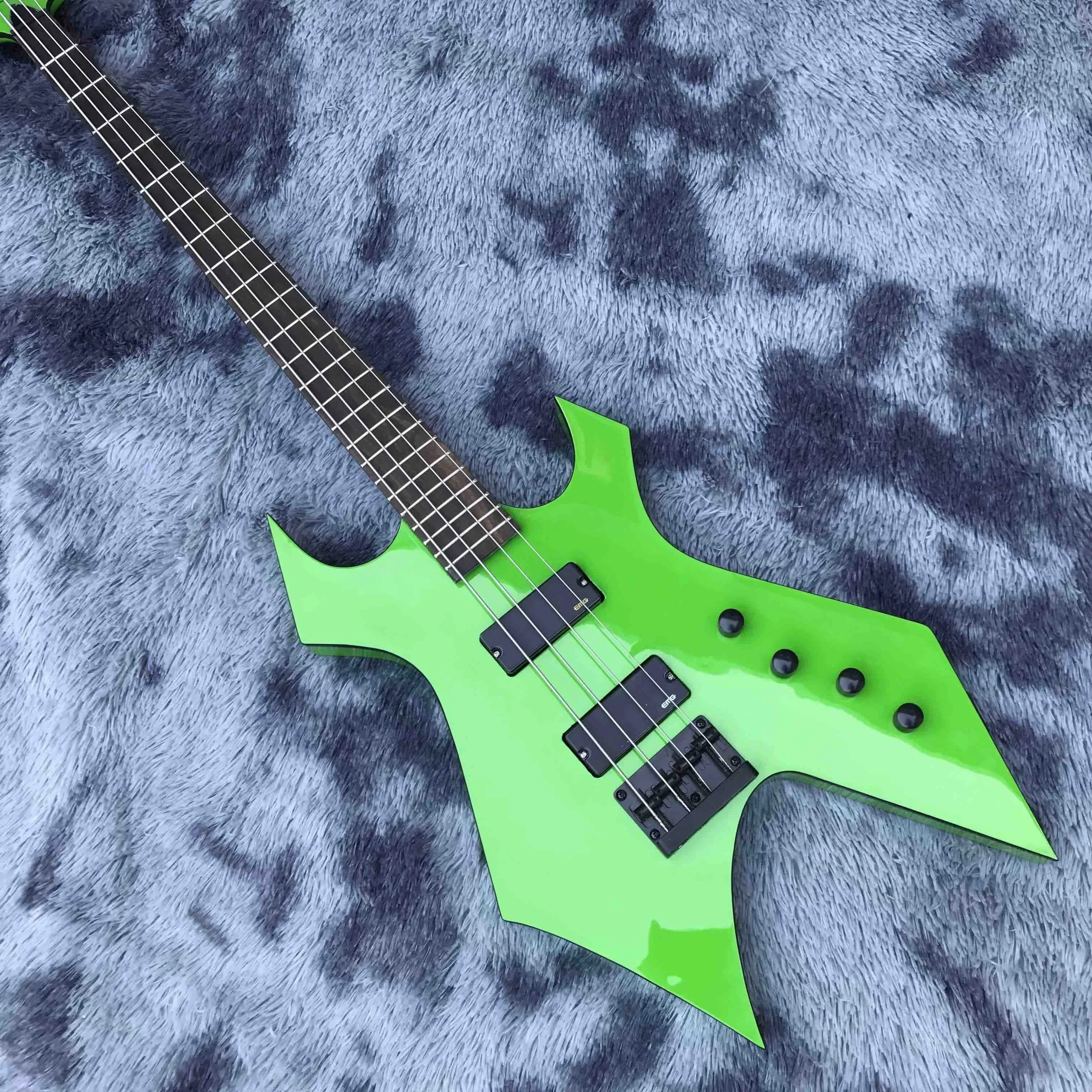 Изготовленная на заказ электрогитара неправильной формы в стиле BC зеленого