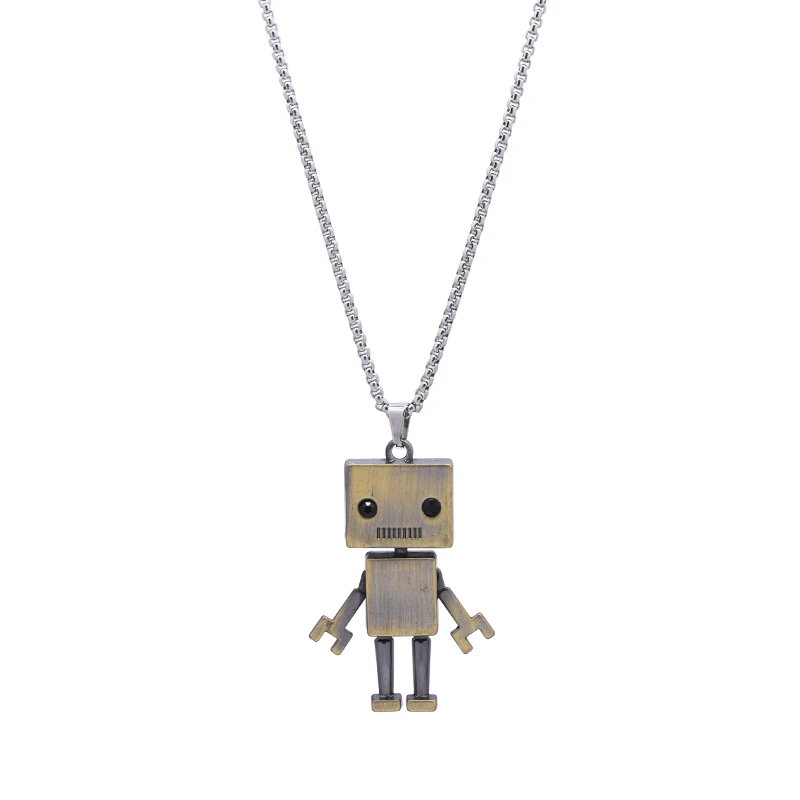 

Original 2023 New Box Cute Robot Can Move Four Limbs to Make Old Vintage Necklace for Men and Women Cool Trend Pendant