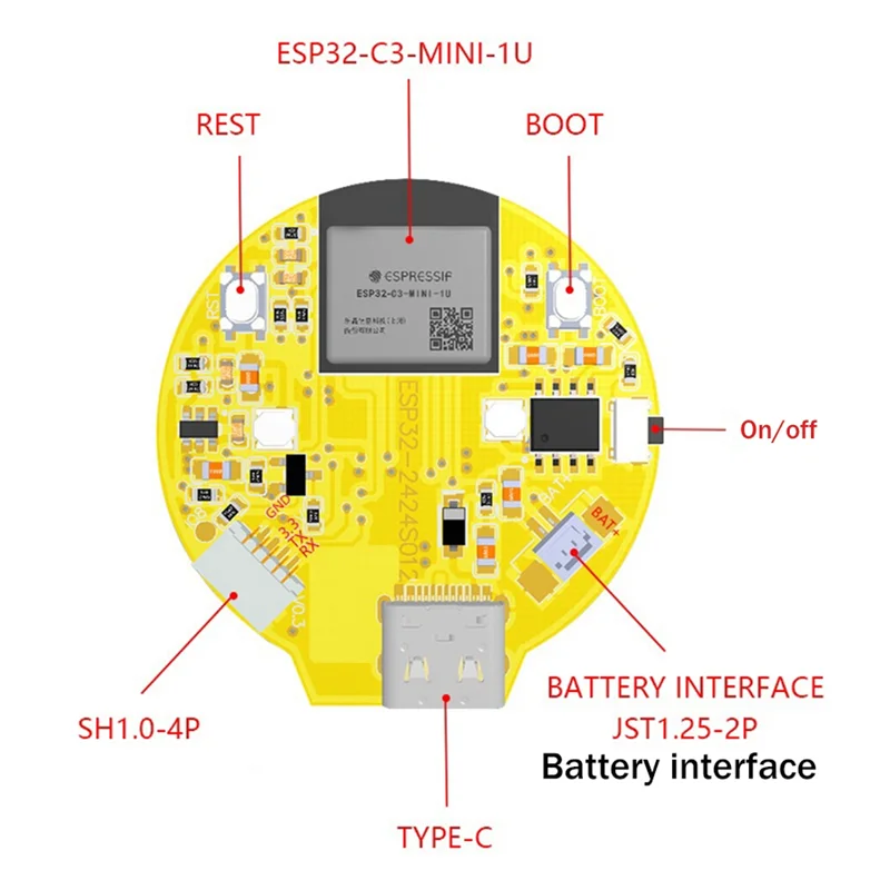 Макетная плата ESP32-C3 1 28-дюймовый круглый ЖК-экран с модулем Wi-Fi Bluetooth без сенсорной