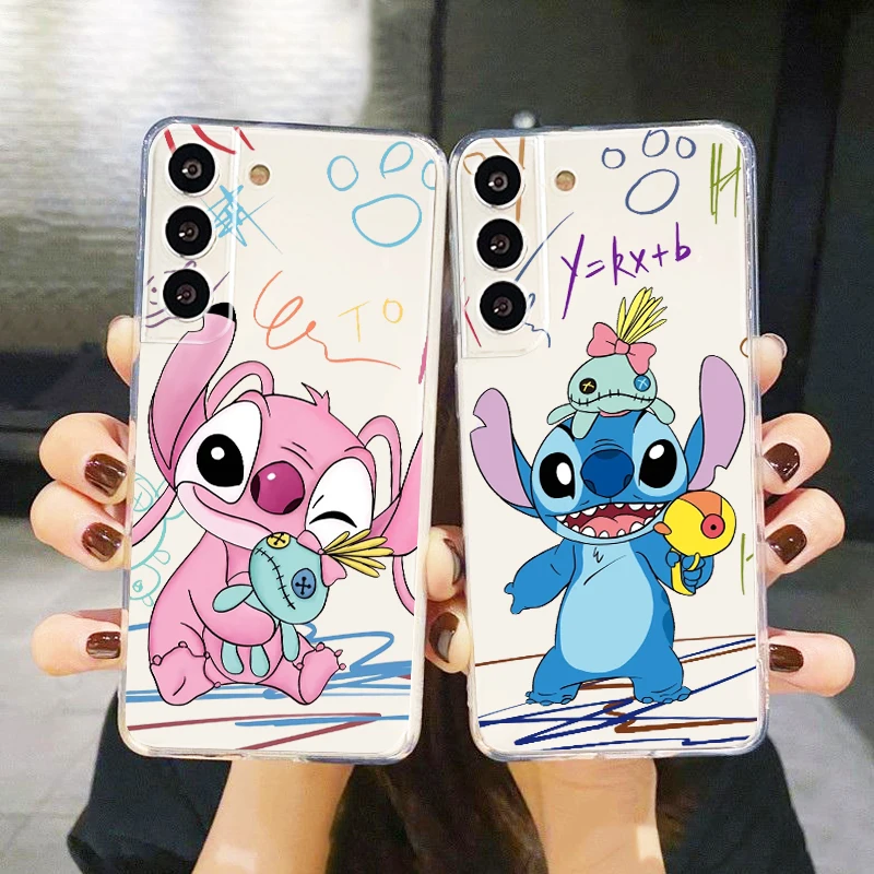 

Stitch Lilo Angel Ohana For Samsung Galaxy S23 S22 S21 S20 Ultra Plus Pro S10 S9 S8 4G 5G Silicone Transparent Phone Case Fundas