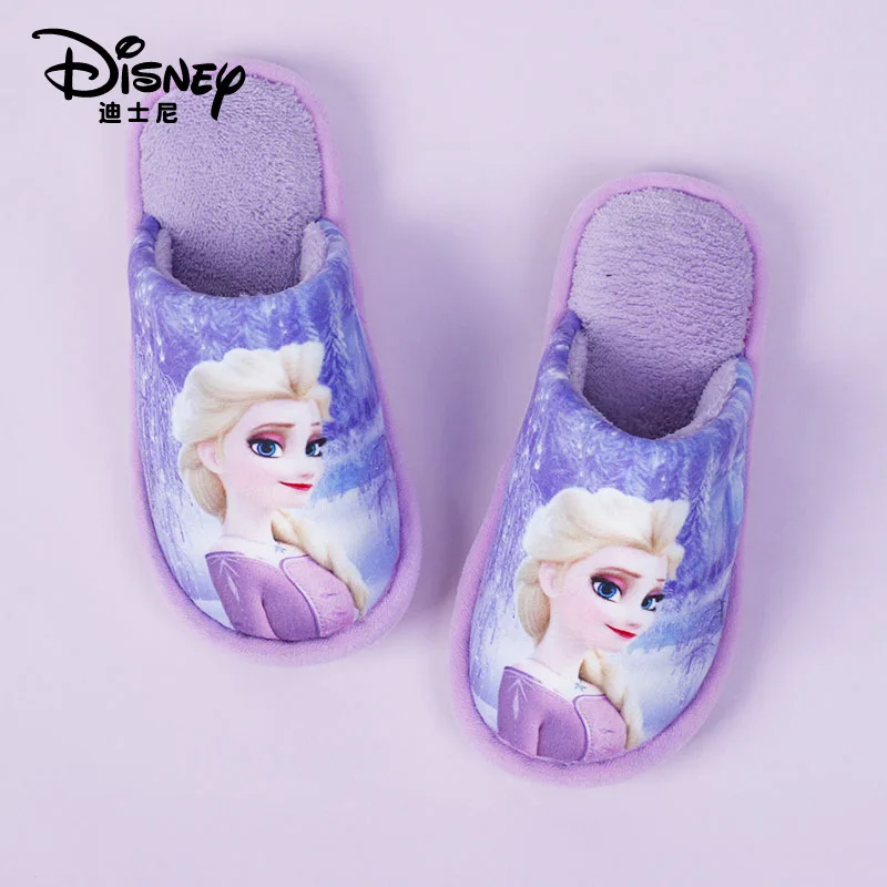 

Disney cotton slippers children winter slippers cartoon boys girls Frozen elsa Princess home soft shoes