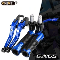 g310gs logo motorcycle adjustable brake clutch levers handlebar hand grips ends for bmw g310gs g 310 gs 2017 2018 2019 2020