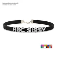 womens fashion rhinestone letters bbc sissy choker necklace custom name collar chocker personalized sexy costume party jewelry