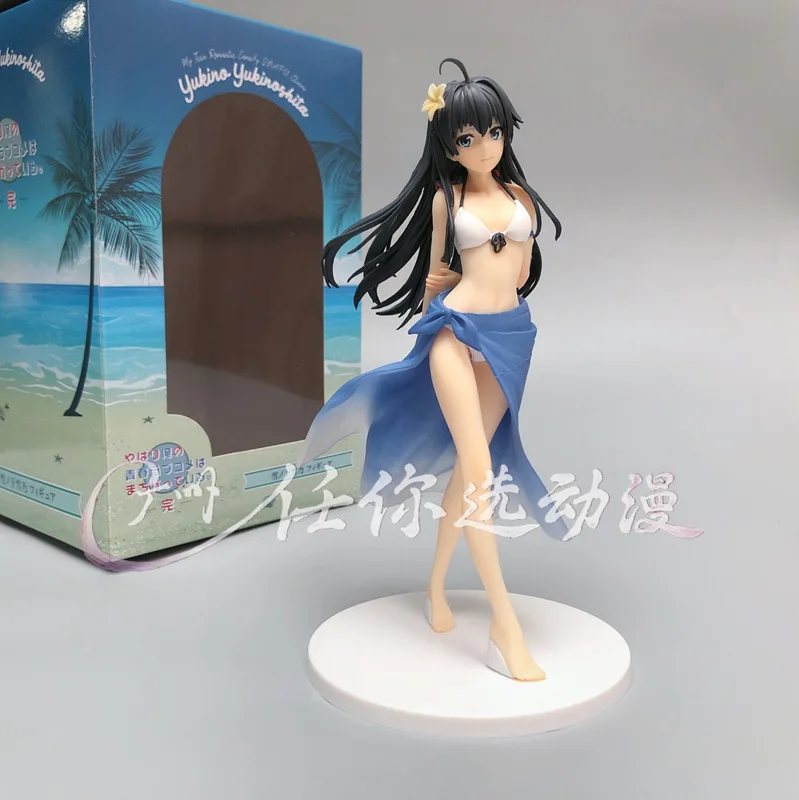 

Boxed 22CM Anime Yukinoshita Yukino seaside sexy Swimwear beautiful girl Action figure PVC Model toys Doll Ornaments gifts
