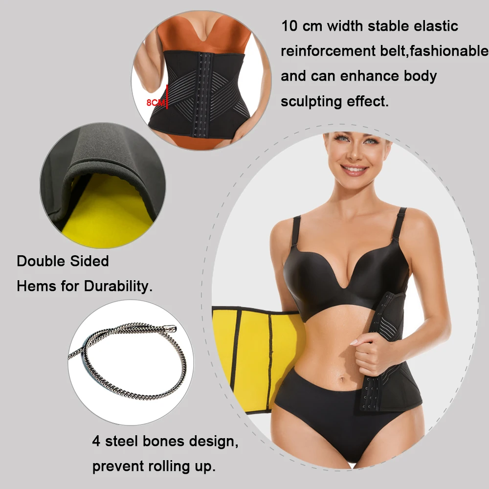 Velssut Women Waist Trainer Sweat Band Waist Cincher Trimmer for Weight Loss Gridle Sauna Belt Slimming Body Shaper Corset Top