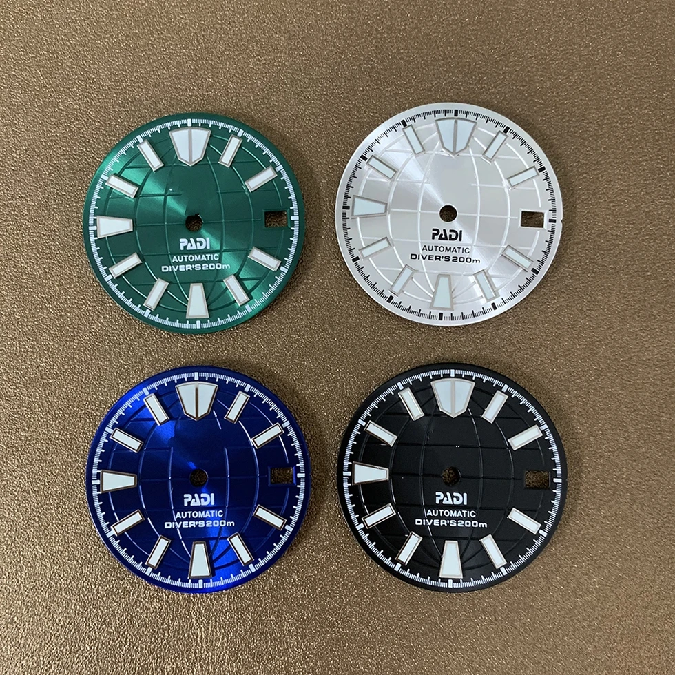 

Watch Parts 28.5mm Sun Pattern Watch Dial Green Luminous Dial NH35 Watch Dial for NH35 NH36 Automatic Movement with S LOGO Dial