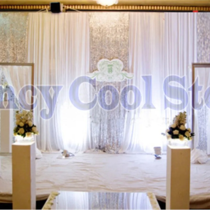 

Luxury White Wedding Backdrap with sequin swags Wedding Decoration 10ft x 20ft